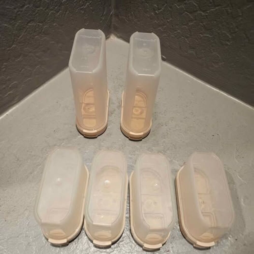 Vintage Tupperware Modular Mates Spice Shaker Containers Pink Set of 6 - Picture 8 of 8